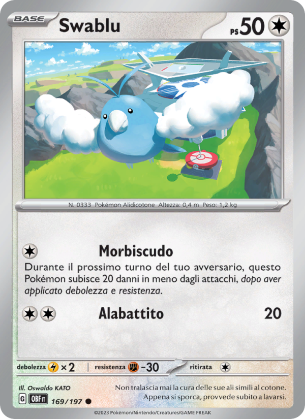 Swablu 169/230 — Ossidiana Infuocata (Italian Pokémon TCG card)