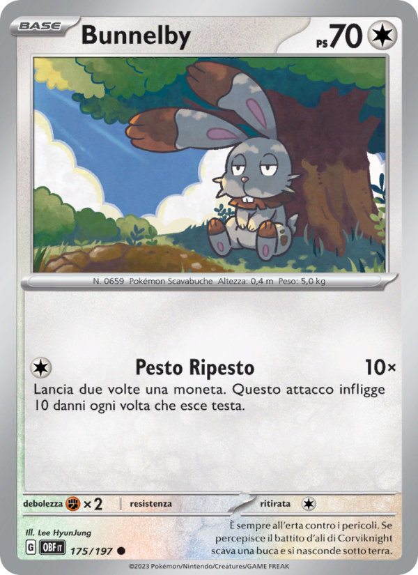 Bunnelby 175/230 — Ossidiana Infuocata (Italian Pokémon TCG card)