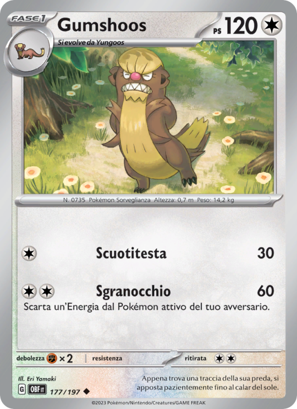 Gumshoos 177/230 — Ossidiana Infuocata (Italian Pokémon TCG card)