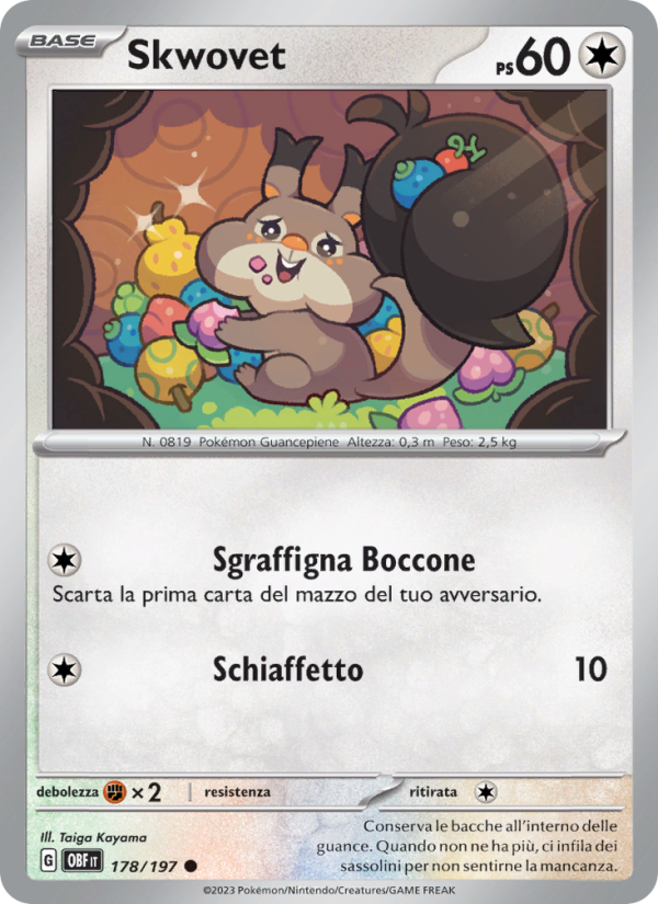 Skwovet 178/230 — Ossidiana Infuocata (Italian Pokémon TCG card)