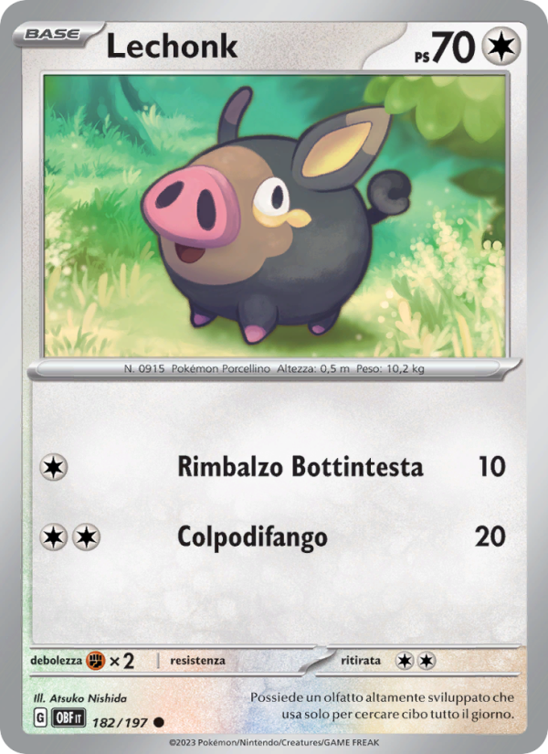Lechonk 182/230 — Ossidiana Infuocata (Italian Pokémon TCG card)