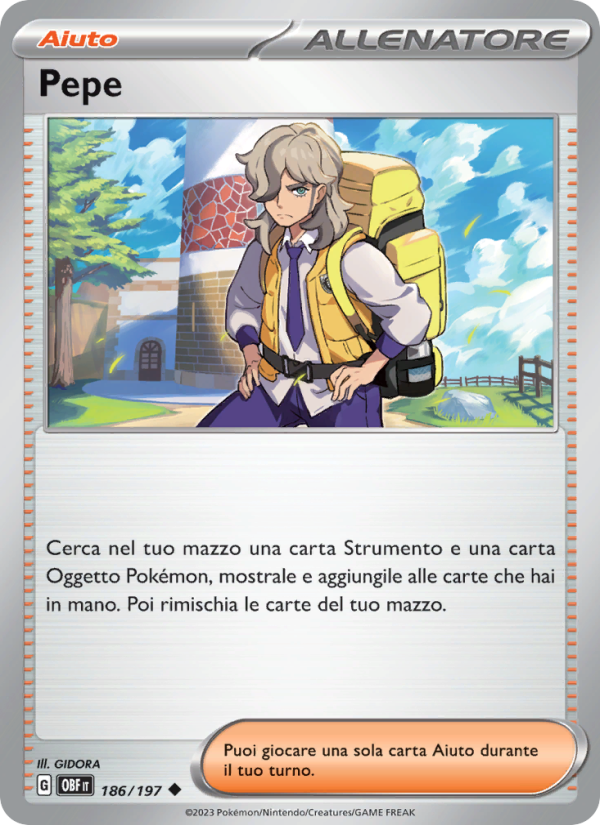 Pepe 186/230 — Ossidiana Infuocata (Italian Pokémon TCG card)