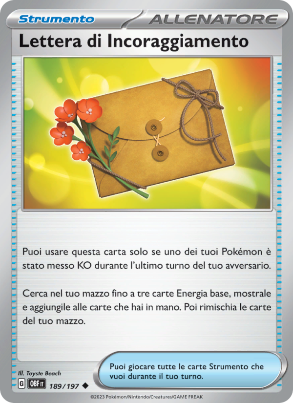 Lettera di Incoraggiamento 189/230 — Ossidiana Infuocata (Italian Pokémon TCG card)