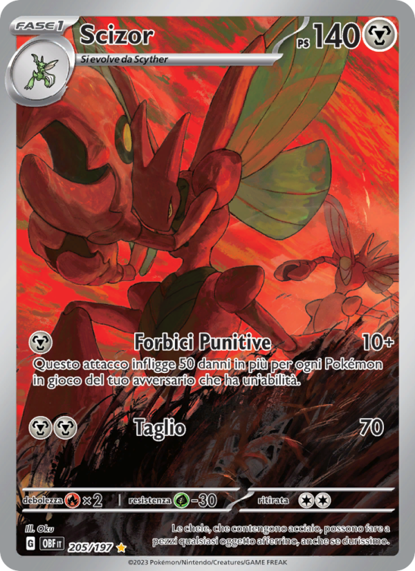 Scizor 205/230 — Ossidiana Infuocata (Italian Pokémon TCG card)