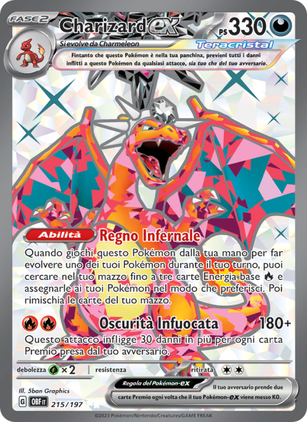 Charizard-ex 215/230 — Ossidiana Infuocata (Italian Pokémon TCG card)