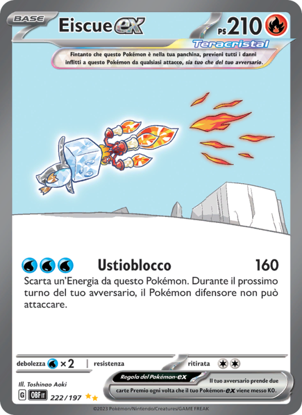 Eiscue-ex 222/230 — Ossidiana Infuocata (Italian Pokémon TCG card)