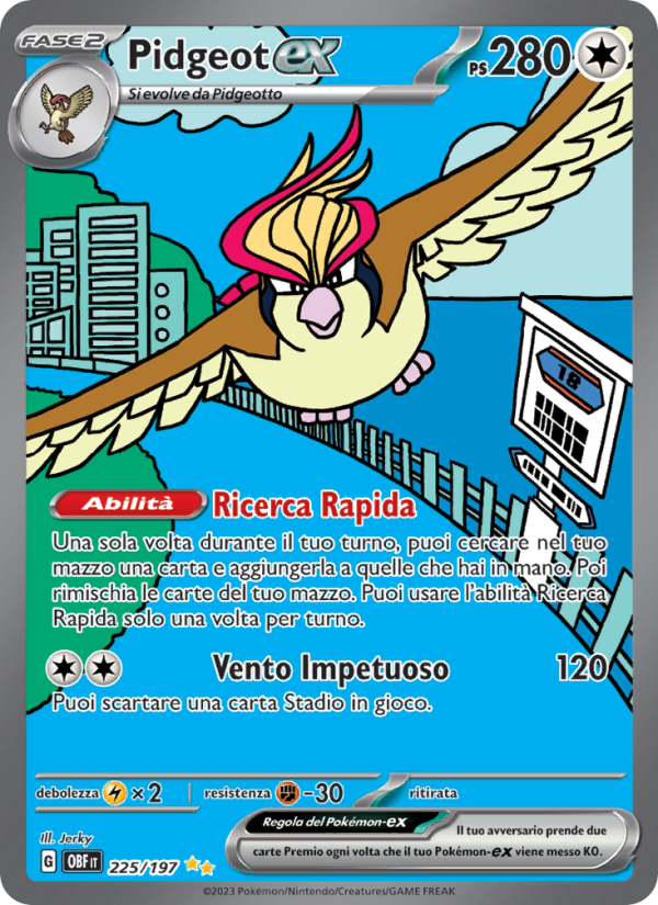 Pidgeot-ex 225/230 — Ossidiana Infuocata (Italian Pokémon TCG card)