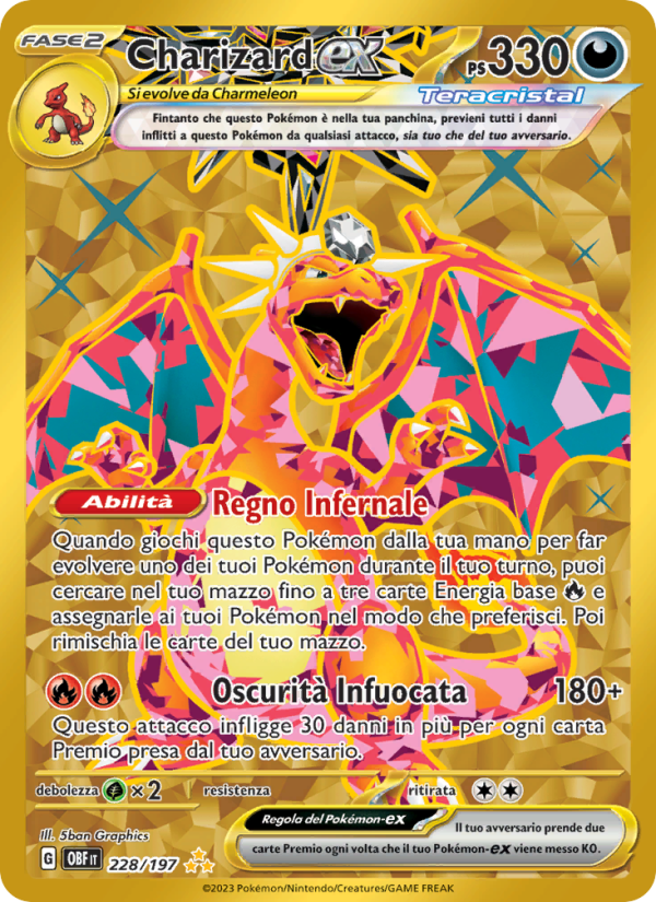 Charizard-ex 228/230 — Ossidiana Infuocata (Italian Pokémon TCG card)