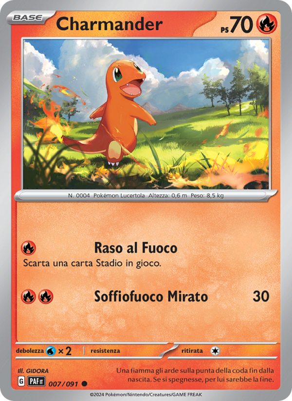 Charmander 007/245 — Destino di Paldea (Italian Pokémon TCG card)