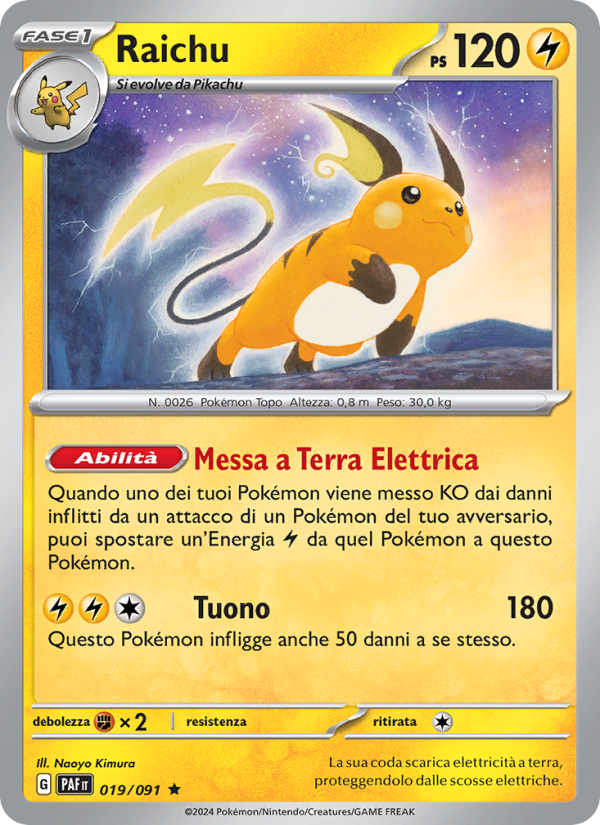 Raichu 019/245 — Destino di Paldea (Italian Pokémon TCG card)