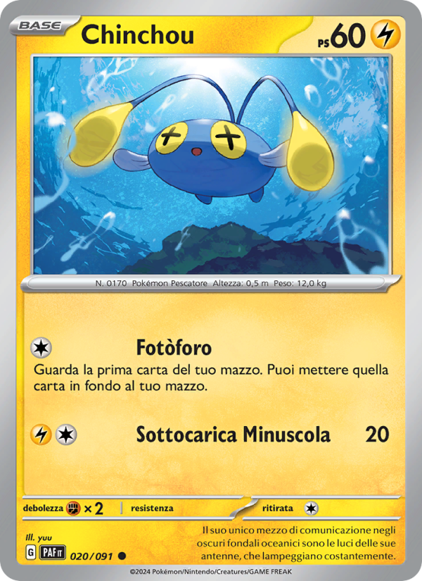 Chinchou 020/245 — Destino di Paldea (Italian Pokémon TCG card)