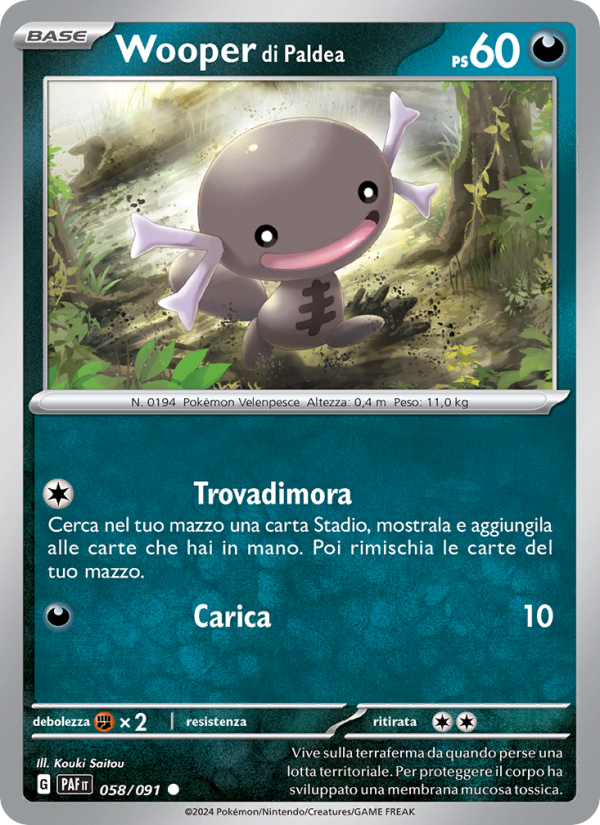 Wooper di Paldea 058/245 — Destino di Paldea (Italian Pokémon TCG card)
