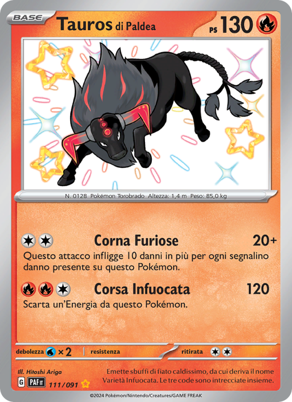 Tauros di Paldea 111/245 — Destino di Paldea (Italian Pokémon TCG card)