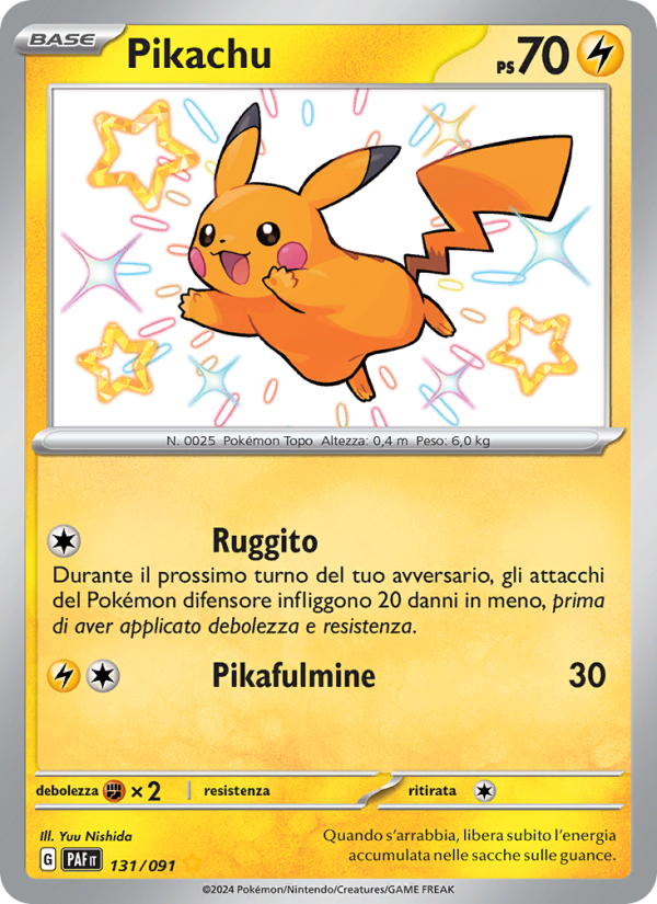 Pikachu 131/245 — Destino di Paldea (Italian Pokémon TCG card)