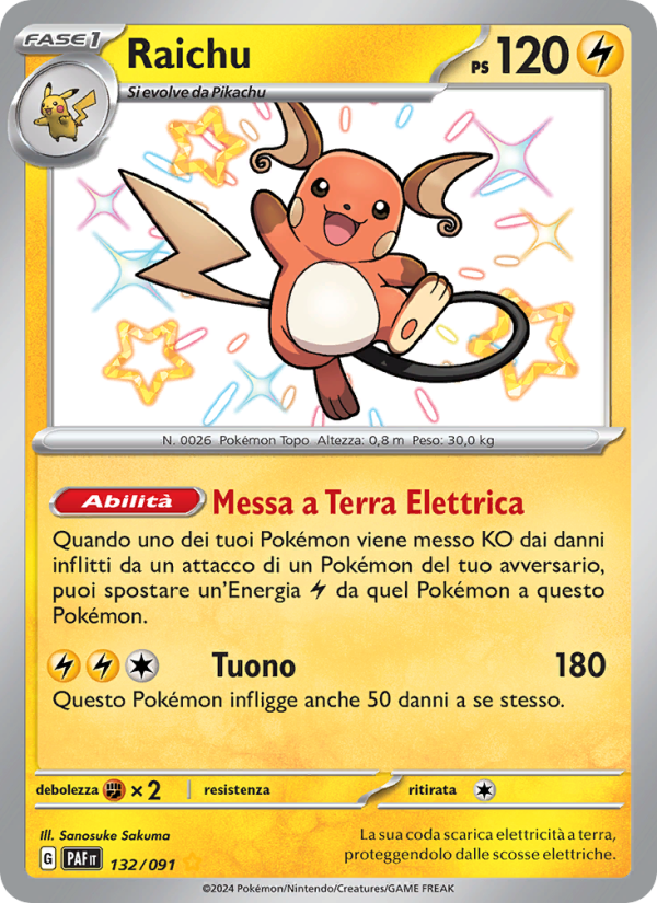 Raichu 132/245 — Destino di Paldea (Italian Pokémon TCG card)