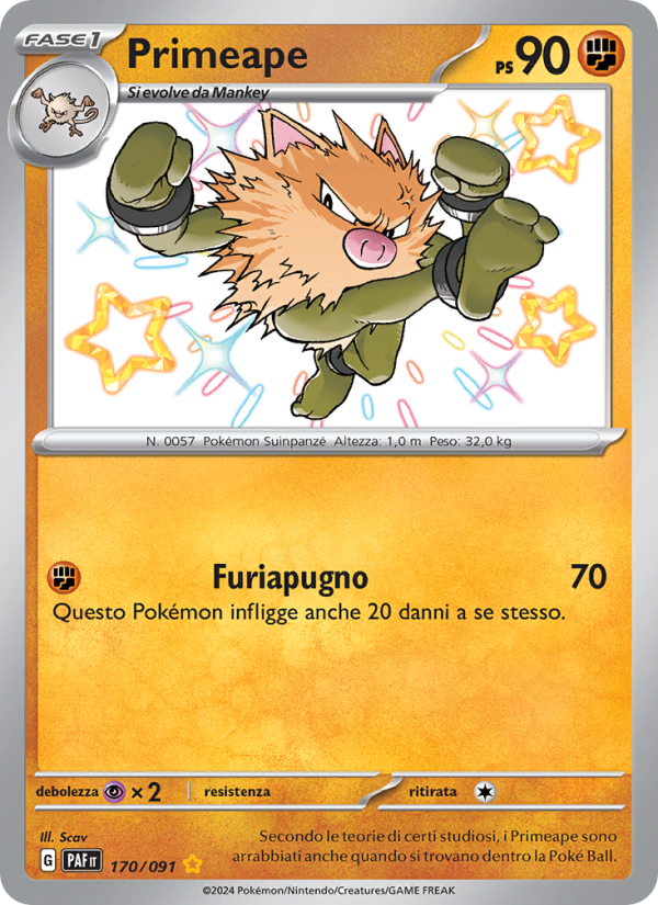 Primeape 170/245 — Paldean Fates (Italian Pokémon TCG card)