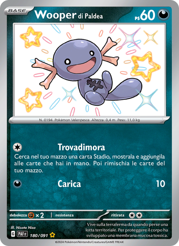 Wooper di Paldea 180/245 — Destino di Paldea (Italian Pokémon TCG card)