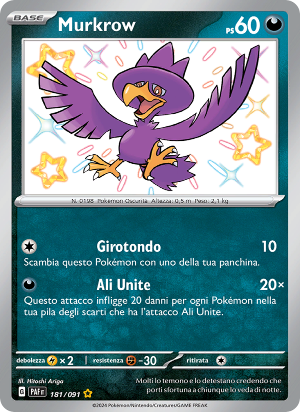 Murkrow 181/245 — Destino di Paldea (Italian Pokémon TCG card)