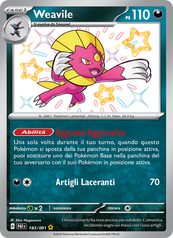 Weavile 183/245 — Destino di Paldea (Italian Pokémon TCG card)