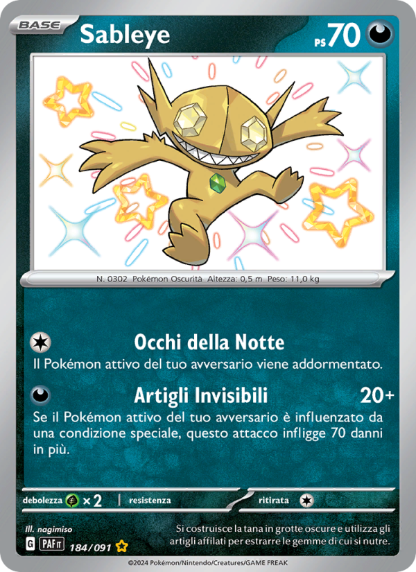 Sableye 184/245 — Destino di Paldea (Italian Pokémon TCG card)