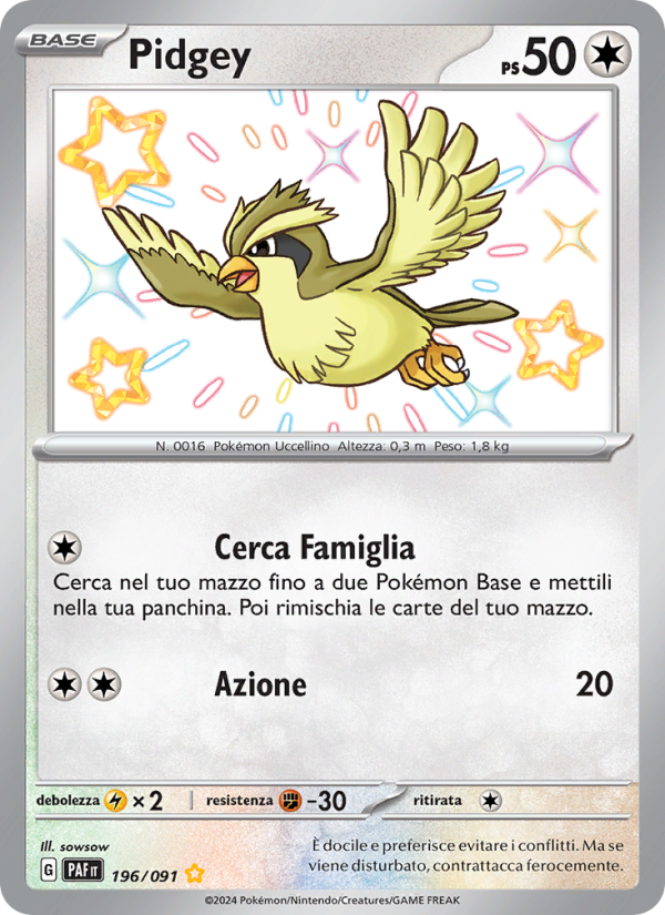 Pidgey 196/245 — Destino di Paldea (Italian Pokémon TCG card)