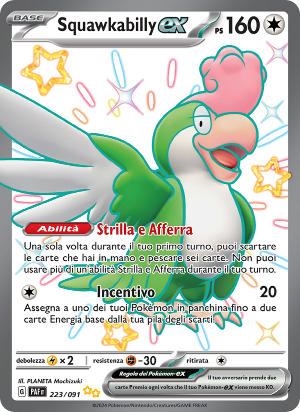 Squawkabilly-ex 223/245 — Destino di Paldea (Italian Pokémon TCG card)