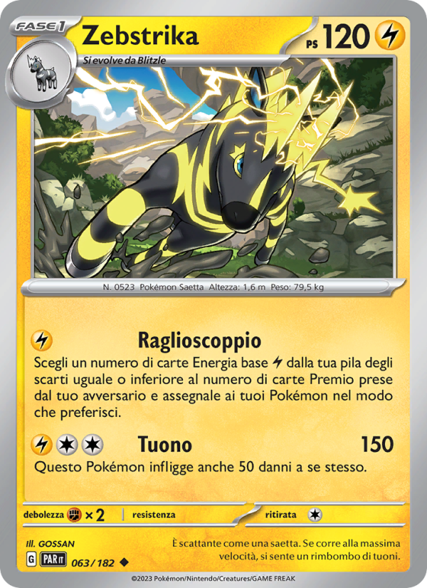 Zebstrika 063/266 — Paradosso Temporale (Italian Pokémon TCG card)