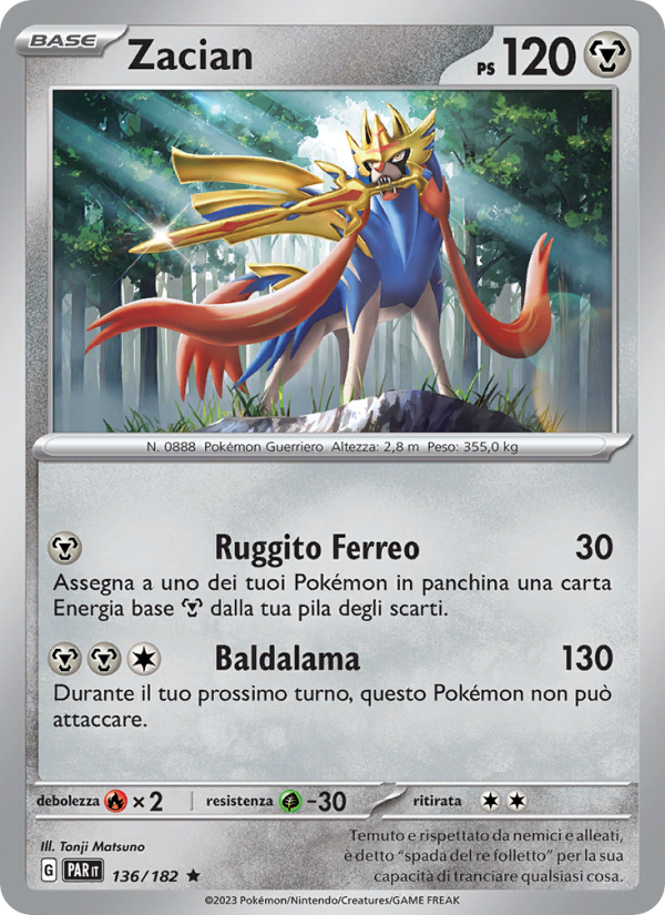 Zacian 136/266 — Paradosso Temporale (Italian Pokémon TCG card)