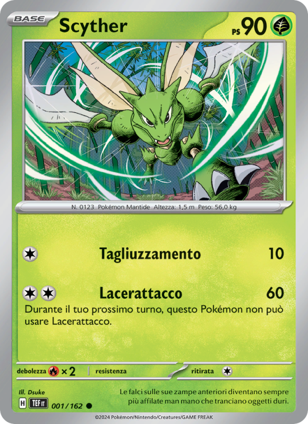 Scyther 001/218 — Cronoforze (Italian Pokémon TCG card)