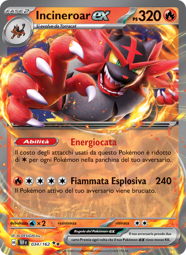 Incineroar-ex 034/218 — Cronoforze (Italian Pokémon TCG card)
