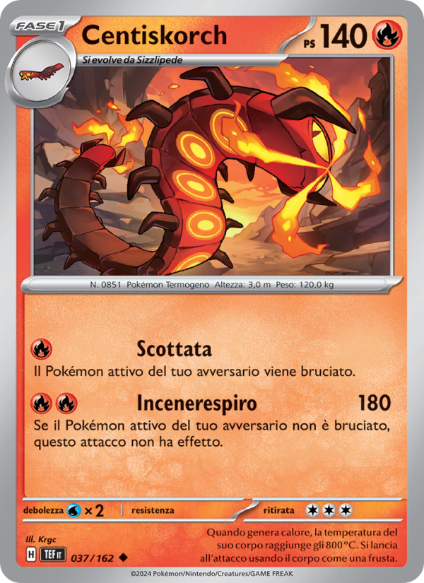Centiskorch 037/218 — Cronoforze (Italian Pokémon TCG card)