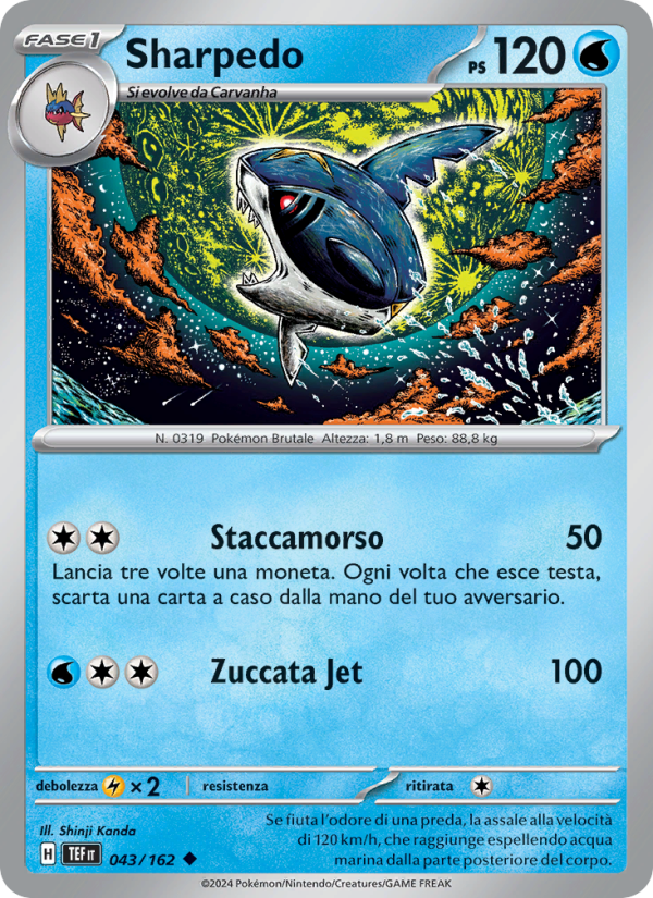 Sharpedo 043/218 — Cronoforze (Italian Pokémon TCG card)