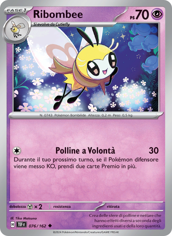 Ribombee 076/218 — Cronoforze (Italian Pokémon TCG card)