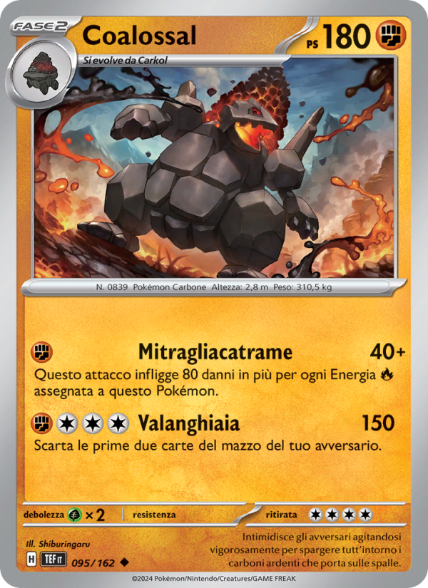 Coalossal 095/218 — Cronoforze (Italian Pokémon TCG card)