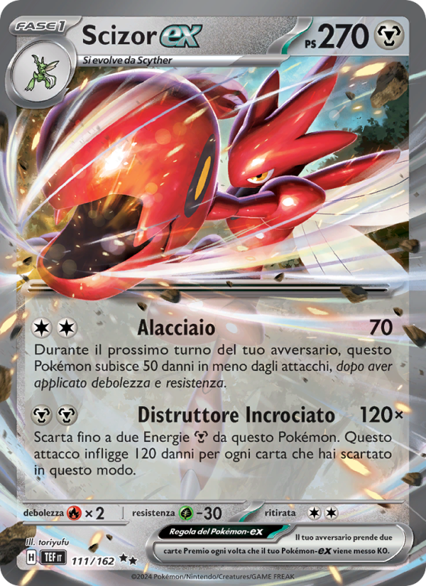 Scizor-ex 111/218 — Cronoforze (Italian Pokémon TCG card)