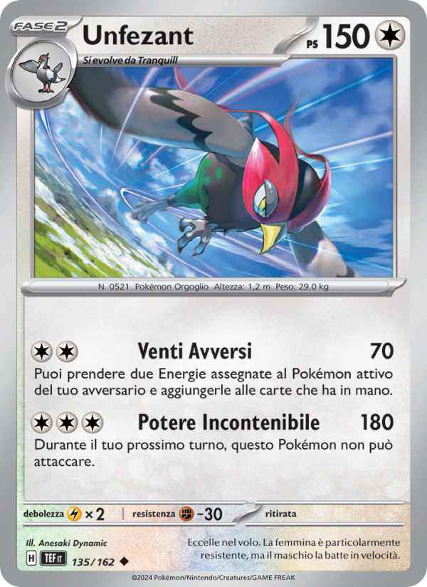 Unfezant 135/218 — Cronoforze (Italian Pokémon TCG card)