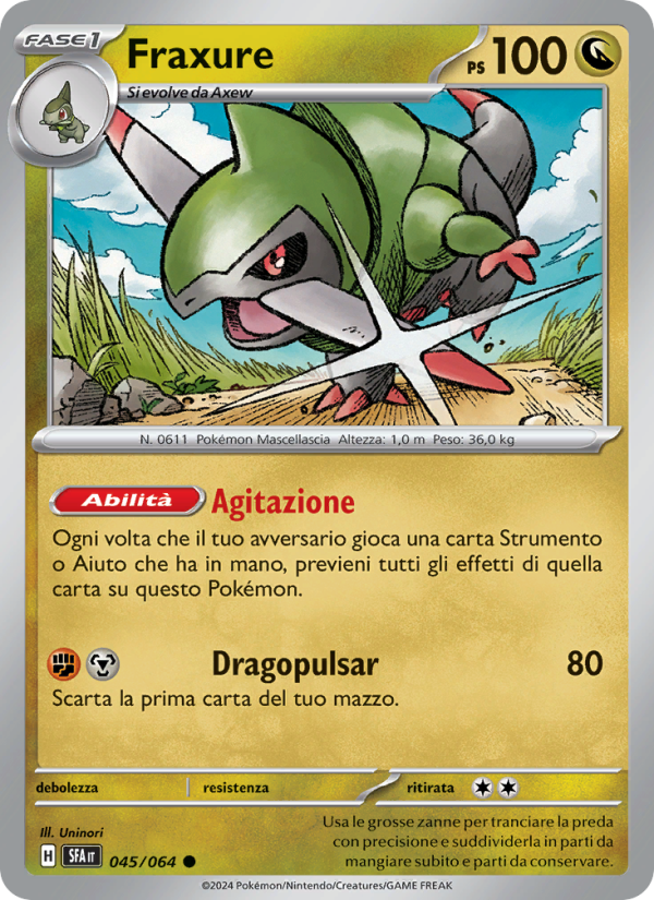 Fraxure 045/99 — Segreto Fiabesco (Italian Pokémon TCG card)