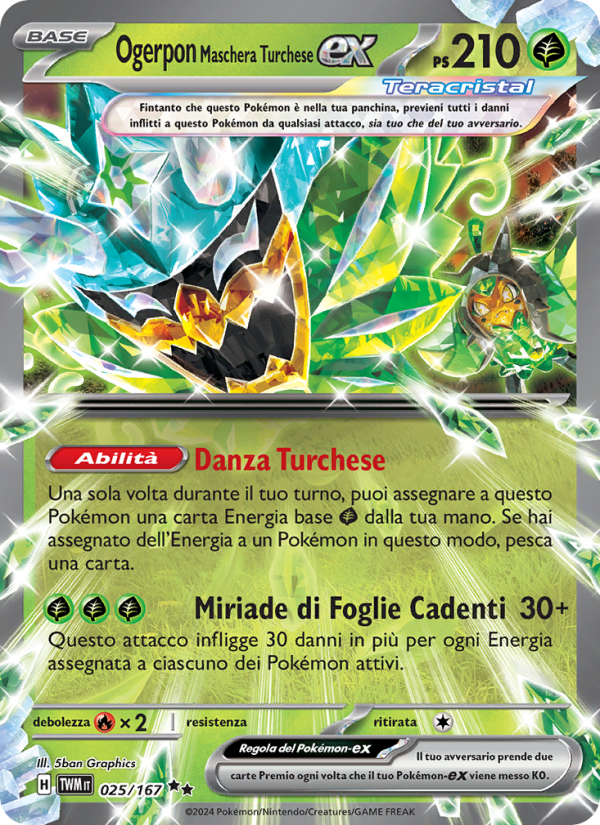 Ogerpon Maschera Turchese-ex 025/226 — Crepuscolo Mascherato (Italian Pokémon TCG card)