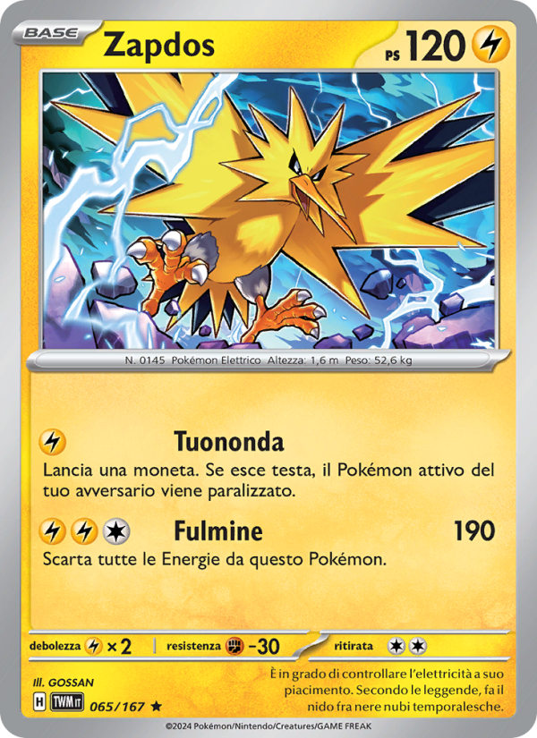 Zapdos 065/226 — Crepuscolo Mascherato (Italian Pokémon TCG card)