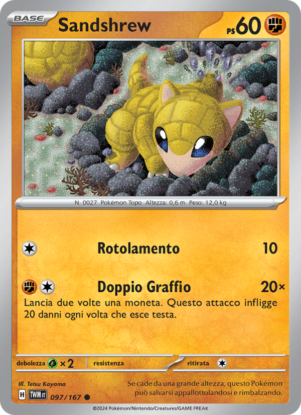 Sandshrew 097/226 — Crepuscolo Mascherato (Italian Pokémon TCG card)