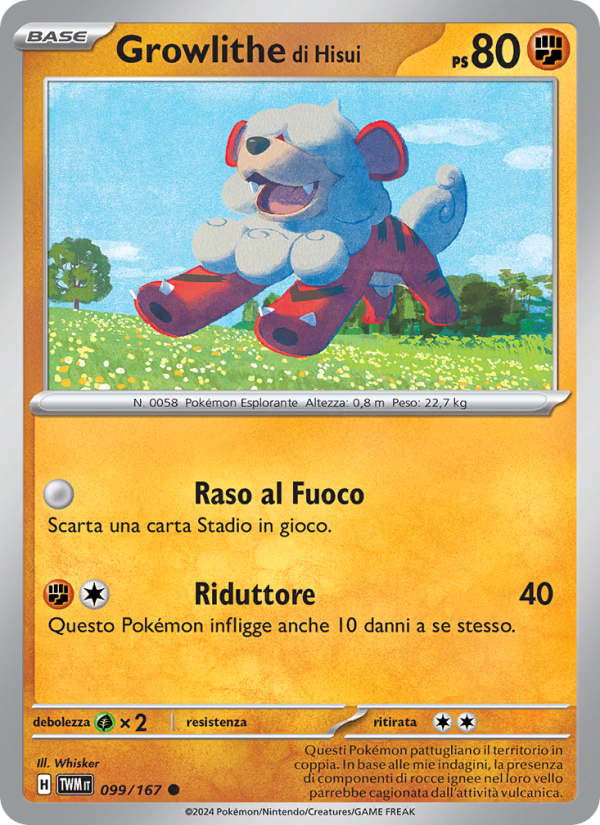 Growlithe di Hisui 099/226 — Crepuscolo Mascherato (Italian Pokémon TCG card)