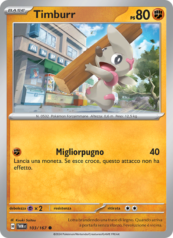 Timburr 103/226 — Crepuscolo Mascherato (Italian Pokémon TCG card)
