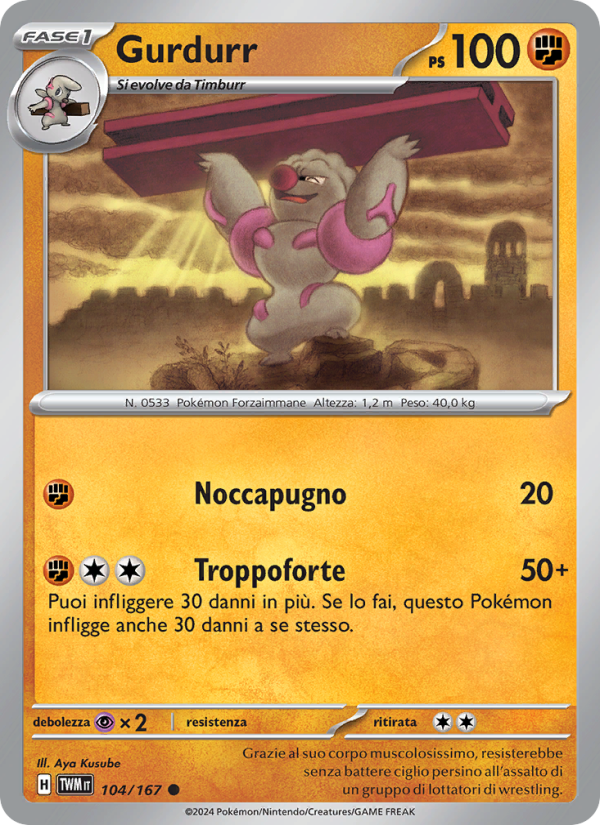 Gurdurr 104/226 — Crepuscolo Mascherato (Italian Pokémon TCG card)