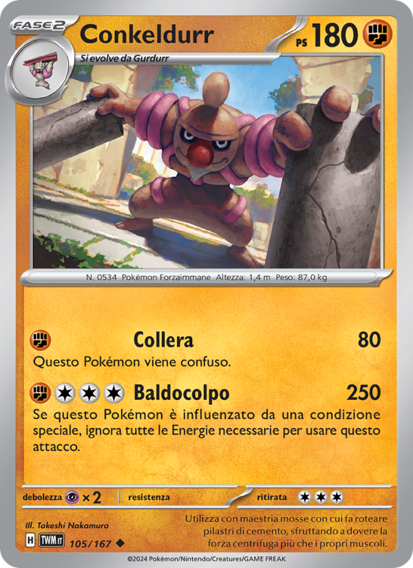 Conkeldurr 105/226 — Crepuscolo Mascherato (Italian Pokémon TCG card)