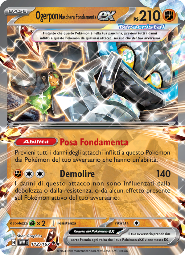 Ogerpon Maschera Fondamenta-ex 112/226 — Crepuscolo Mascherato (Italian Pokémon TCG card)