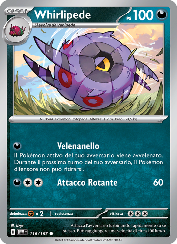 Whirlipede 116/226 — Crepuscolo Mascherato (Italian Pokémon TCG card)