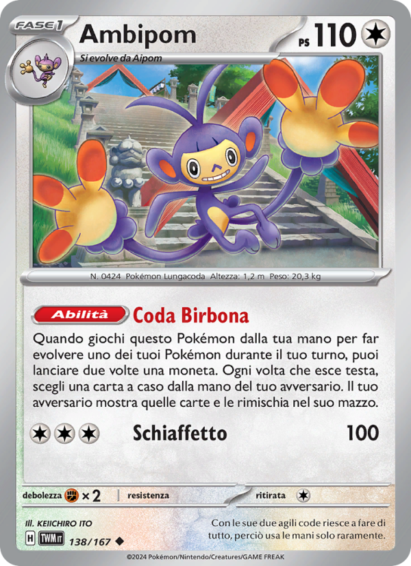 Ambipom 138/226 — Crepuscolo Mascherato (Italian Pokémon TCG card)