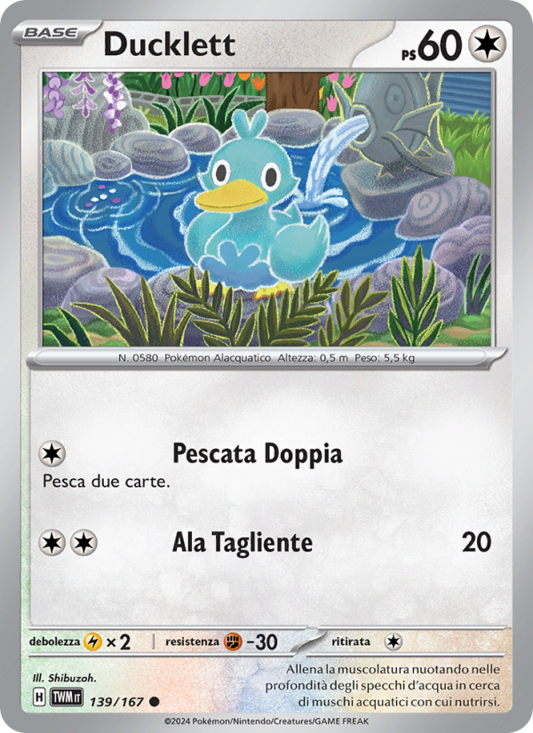 Ducklett 139/226 — Crepuscolo Mascherato (Italian Pokémon TCG card)