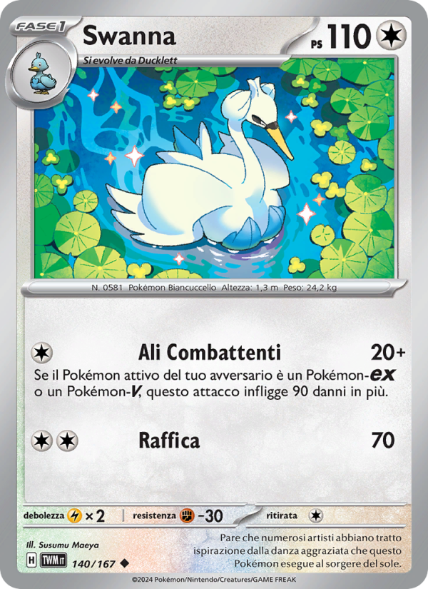 Swanna 140/226 — Crepuscolo Mascherato (Italian Pokémon TCG card)
