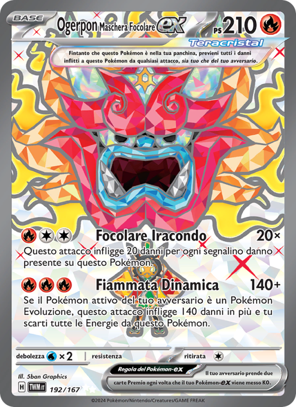 Ogerpon Maschera Focolare-ex 192/226 — Crepuscolo Mascherato (Italian Pokémon TCG card)